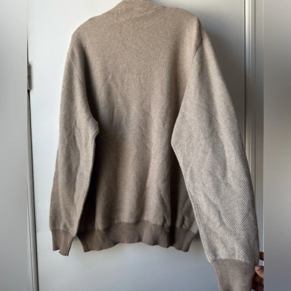 Loro Piana Roadster Pull 100% Cashmere Tan Half Zip-Up Sweater